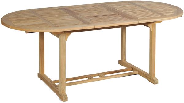 Gartentisch MALTE ausziehbar oval - Teak, Natur, 160x95x75cm | Ausziehtisch Esstisch Wetterfest Outdoor Tisch