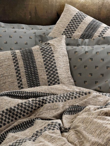 L'Essentiel Maison Bettwäsche Set Arlo Modernes Design in Braun, Schwarz & Grau, Biber Bett Set, 100% COTTON RANFORCE, 3 teilig, Atmungsaktive Ranforce-Qualität, 145 g/m² Fadenzahl