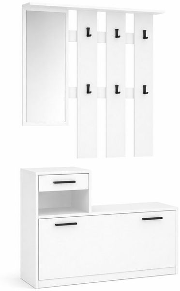 OTTO home Garderoben-Set Luna Kommode mit 1 Klappe + 1 Schubkasten, Paneel mit Spiegel 6 Haken, (2-St), Kompaktes Garderoben-Set für ein stilvolles und ordentliches Zuhause Bild 2