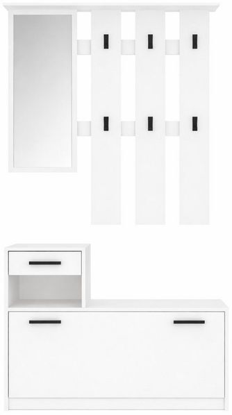 OTTO home Garderoben-Set Luna Kommode mit 1 Klappe + 1 Schubkasten, Paneel mit Spiegel 6 Haken, (2-St), Kompaktes Garderoben-Set für ein stilvolles und ordentliches Zuhause Bild 4