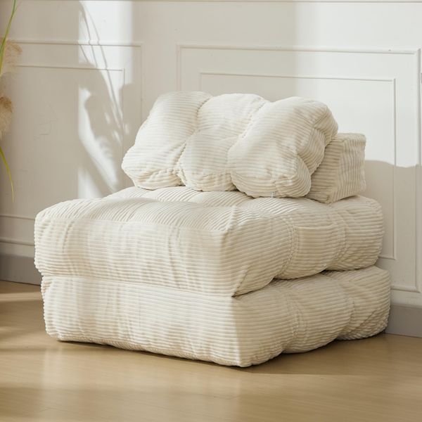GarveeHome 3-in-1 Faltbares Schlafsofa für Wohnzimmer – Bequemer Bodensessel als Einzelbett, umwandelbarer Lounger mit Rückenlehne & Kissen, platzsparend, ideal als Gästebett oder Relaxsessel