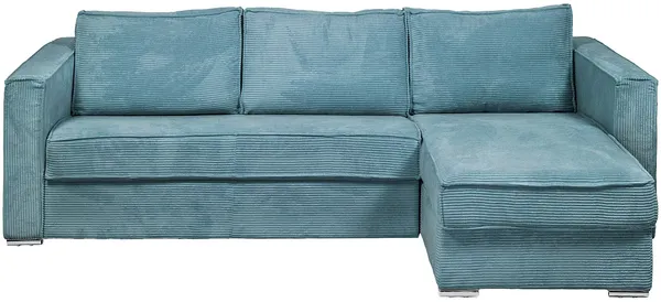 Vente-unique - LORETO Sofa SamtStoff Blau - B 223 cm152 cm x H 90 cm x L 278 cm