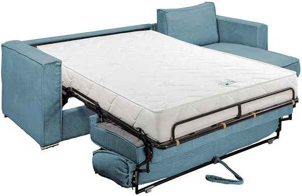 Vente-unique - LORETO Sofa SamtStoff Blau - B 223 cm152 cm x H 90 cm x L 278 cm Bild 4