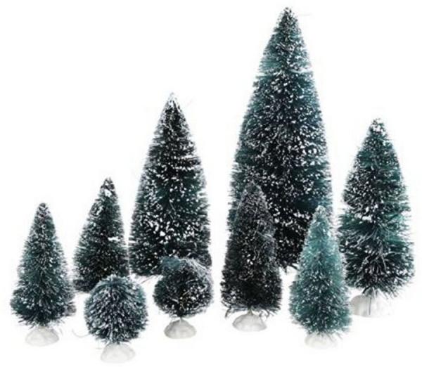 Dekotannen 9er-Set beschneit Tannenbaum Weihnachtsbaum Weihnachtsdeko Tischdeko