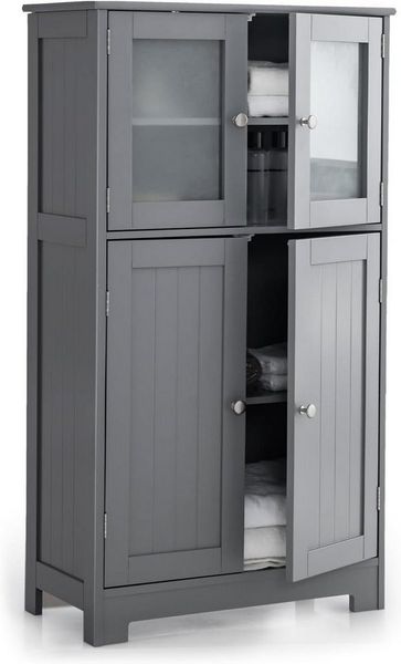 KOMFOTTEU Hochschrank Küchenschrank mit 4 Ebenen & Glastüren, 60 x 30 x 109cm