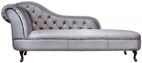 Chesterfield Recamiere / Chaiselongue Silbergrau aus dem Hause Casa Padrino