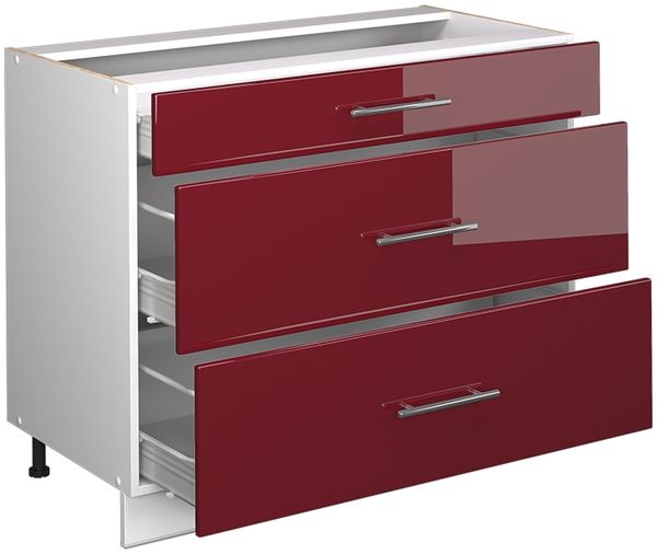 Küchenunterschrank Fame-Line Bordeaux Hochglanz/Weiß 100 cm, AP Marmor Vicco Bild 5