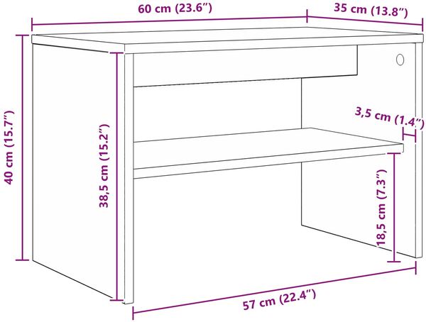 vidaXL TV-Schränk Geräucherte Eiche 60 x 35 x 40 cm Holzwerkstoff 8000296 Bild 10