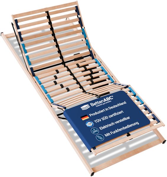 Betten-ABC Max1 Elektro – Elektrischer Lattenrost mit Kopf- & Fußteilverstellung + Funkfernbedienung, Größe: 90x200