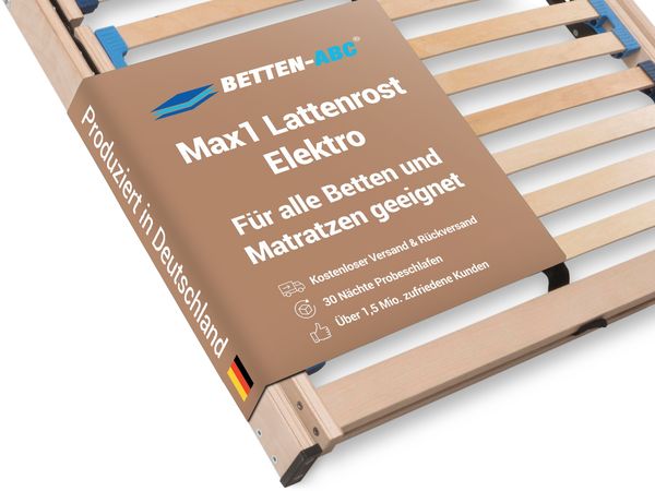 Betten-ABC Max1 Elektro – Elektrischer Lattenrost mit Kopf- & Fußteilverstellung + Funkfernbedienung, Größe: 90x200