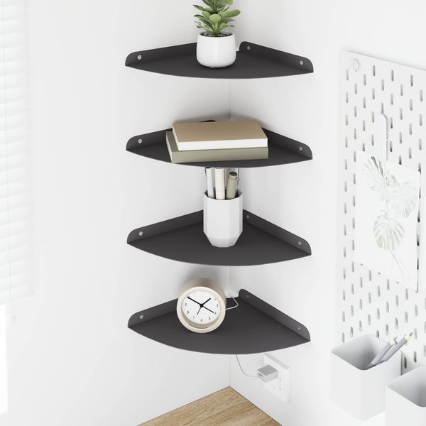 vidaXL Schwebendes Regal mit Regal 4 pcs Schwarz 24 x 24 x 2 cm 8004099