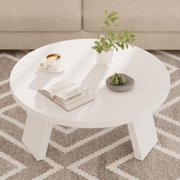 GarveeMore Couchtisch Runder Couchtisch mit geneigten Beinen Kreis Mitteltisch