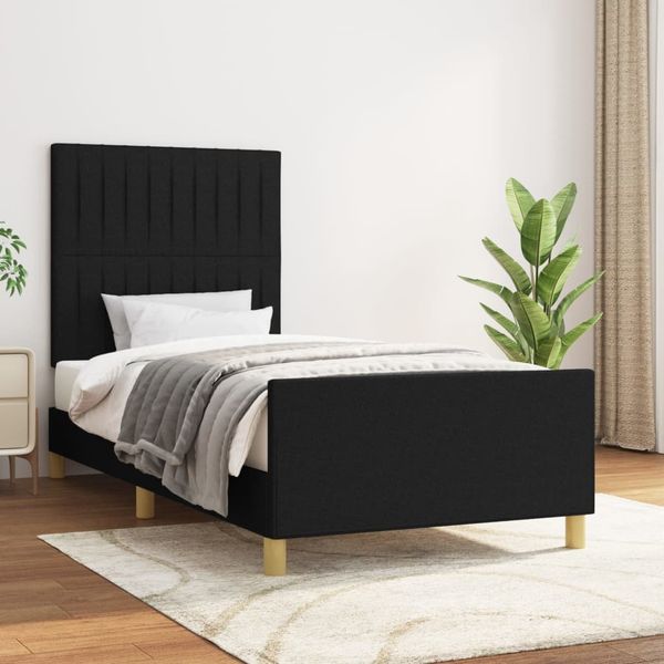 vidaXL Polsterbett mit Kopfteil Stoff Schwarz 90x200 cm