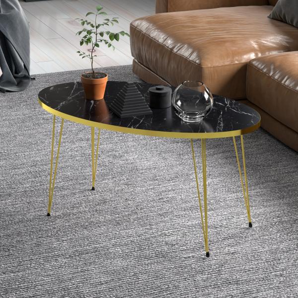 Couchtisch Skævinge 43x90x50cm Marmor, schwarz / Gold [en. casa]