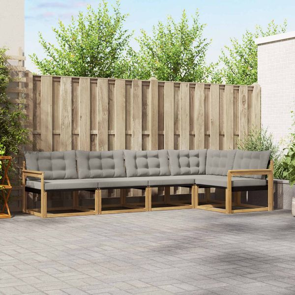vidaXL Outdoor-Sofagarnitur mit Kissen 5 pcs Weiß und Hellgrau 3388677
