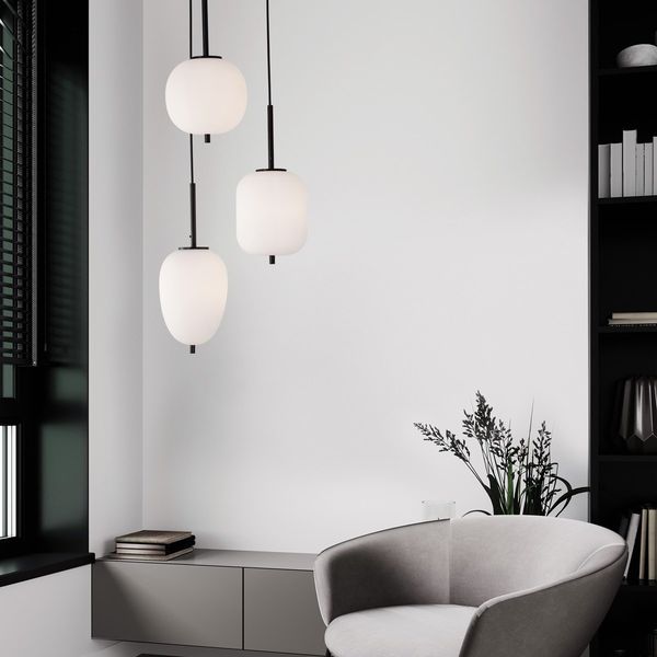Nova Luce 9624078 LATO Pendelleuchte rund 3-flammig Schwarz Opal E14