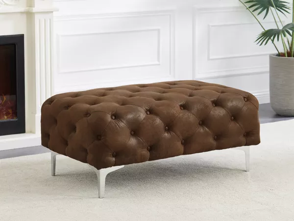 Vente-unique - EDWINA Pouf StoffStoff Braun - B 62 cm x H 44 cm x L 103 cm