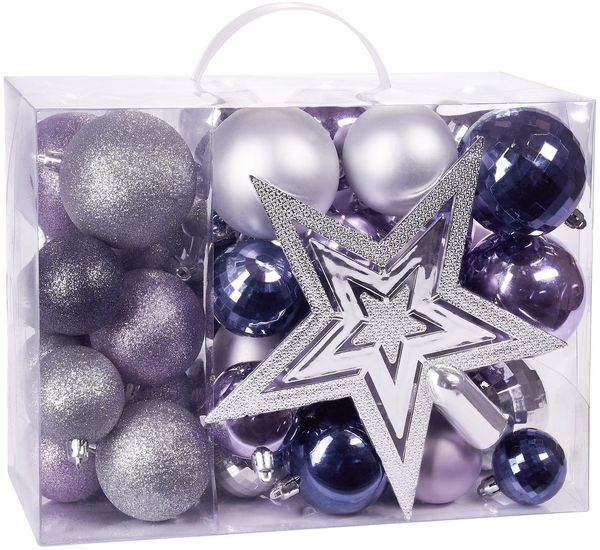 BRUBAKER Weihnachtsbaumkugel 50-teiliges Weihnachtskugel-Set mit Baumspitze, Christbaumschmuck aus Kunststoff, Weihnachtsdekoration edel und robust