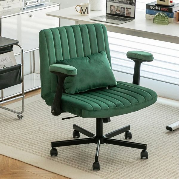 REDOM Bürostuhl Samt-Bürostuhl für Homeoffice, höhenverstellbarer Drehstuhl (mit klappbaren Armlehnen Leise Rollen & eleganter Stoffbezug, platzsparend, 1 St), 70 x 92 x 70 cm Ideal für Arbeitszimmer, Kleinräume & Besprechungsbereich