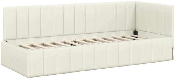 vidaXL Eckbettgestell mit Kopfteil Creme 80 cm x 200 cm Stoff 42016294