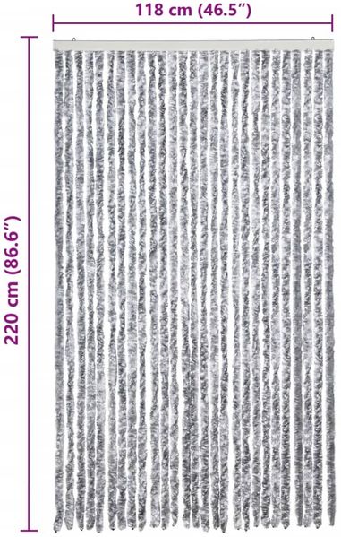 vidaXL Insektenschutz-Vorhang Weiß und Grau 118x220 cm Chenille 315134 Bild 7