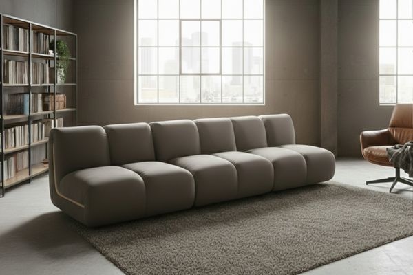 KAWOLA Modulsofa LAYLA 3-Sitzer 3 Module Velvet taupe 74 x 99 x 274 cm