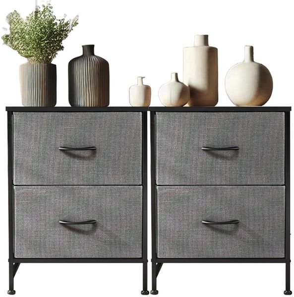 DUMOS Kommode für Schlafzimmer mit Stoffschubladen hohe Organizer für Kleidung Schrank Kinderzimmer Aufbewahrungsturm mit Schrank Metallrahmen Holzplatte leichte