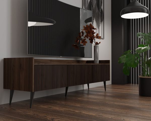 WFL GROUP Lowboard Arysa (erhältlich in 3 Größen – 120/150/180 cm Breit), griffloser TV-Schrank mit gerillte Fronten