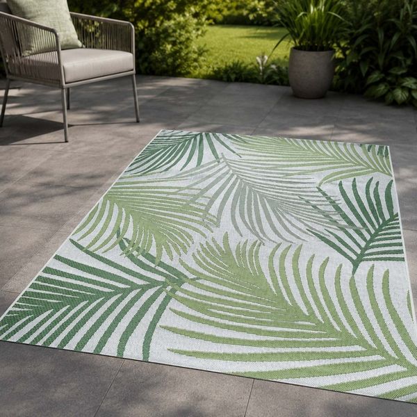TaraCarpet Teppich TaraCarpet Regina Palme Wohnzimmer,Schlafzimmer,Esszimmer grün, rechteckig, Höhe: 7 mm, Küche Flur Terrasse Garten Balkon 80x150