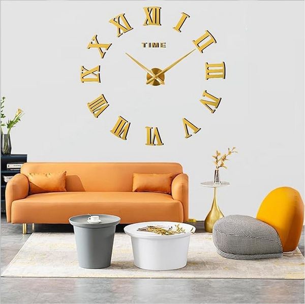 TUWENA Wanduhr DIY Wanduhren Mit 3D Visuelle Aufkleber, Mute große Wanduhr (Modern Design Wanduhren Geeignet für Home Dekoartikel,Büro und Hotel)