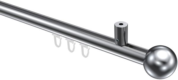 Innenlauf-Gardinenstangen-Set Sonius Luino 160 cm, 1-läufig, 20 mm Ø Chrom