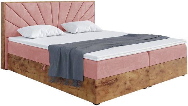 MEBLINI Boxspringbett LOFTY 7 120x200 cm mit Bettkasten - H4/Rosa Samt Polsterbett - Doppelbett mit Topper & Taschenfederkern-Matratze Bild 2