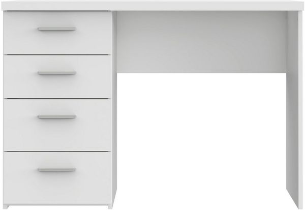 FORTE Net 106 Schreibtisch mit 4 Schubkästen, Holzwerkstoff, Weiß matt, B x H x T: 110x76. 5x60 cm