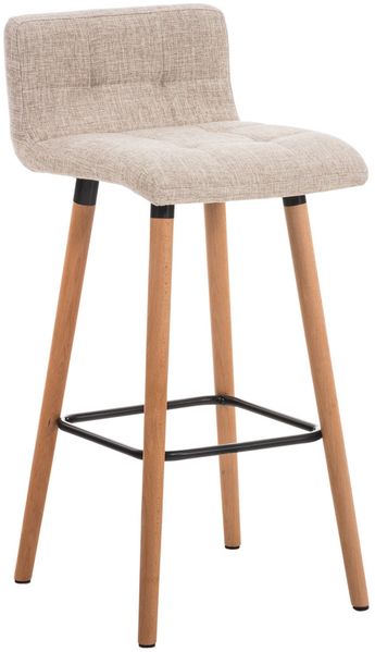 Barhocker GITOR - Stoff Creme 42x49x94 cm | Barstuhl Mit Lehne Tresenhocker Tresenstuhl Kneipenhocker Kneipenstuhl