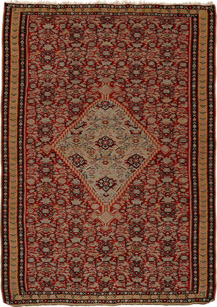 Looma 'Azad' Kelim Senneh handgewebt, Schurwolle Rot, 138x198 cm