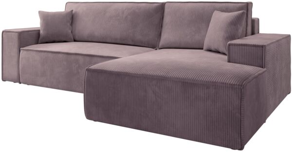 Selsey 'Farese ' Ecksofa mit Cordbezug, Schlaffunktion und Stauraum, Rosa, rechts