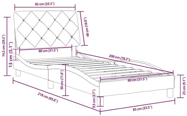 vidaXL Bettgestell ohne Matratze Dunkelgrün 80x200 cm Samt 3207890 Bild 12