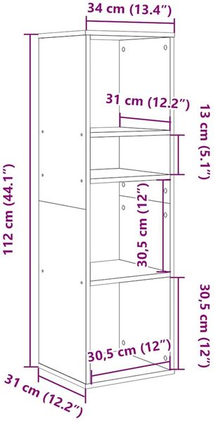 vidaXL Bücherregal Weiß 34x31x112 cm Holzwerkstoff 860283 Bild 9