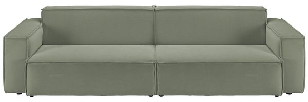 KAWOLA Sofa SAMU 3-Sitzer Feincord olivgrün 72 x 106 x 266 cm