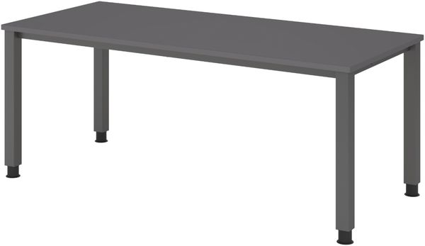 bümö manuell höhenverstellbarer Schreibtisch 180x80 cm in Graphit, Metall-Gestell: Graphit - PC Tisch höhenverstellbar & belastbar bis 140 kg, Büro- und Computertisch groß, QS-19-G-G