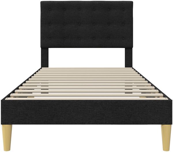 vidaXL Bettrahmen mit Kopfteil Schwarz 90 x 200 cm Stoff 42027769 Bild 4
