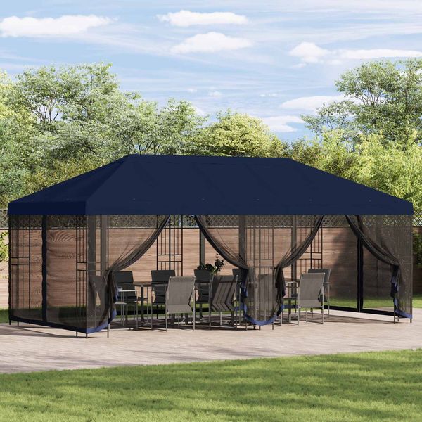 vidaXL Pavillon Dach mit Seitenwänden 6x3 m Blau Polyester 190 900416