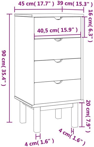 vidaXL Schubladenschrank OTTA Braun & Weiß 45x39x90 cm Massivholz 348581 Bild 6