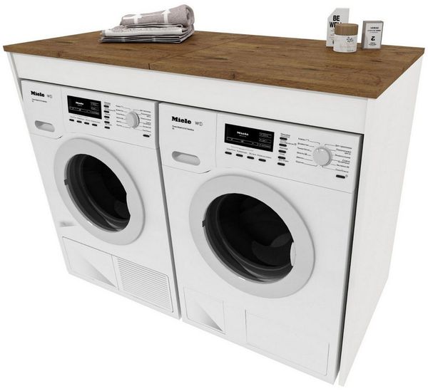 Raumhirsch Furniture Waschmaschinenumbauschrank Waschmaschinenschrank für Waschmaschine & Wäschetrockner (7 Farben lieferbar) für zwei Geräte geeignet