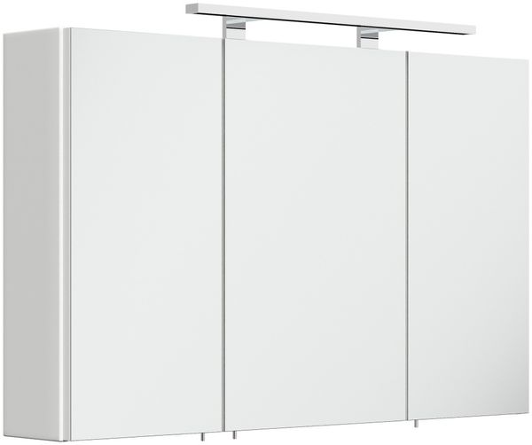 Spiegelschrank 100cm inkl. Design LED-Lampe und Glasböden weiss matt : Weiss matt