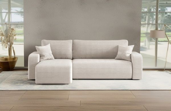 Kaiser Möbel Ecksofa mit schlaffunktion und bettkasten, MILANO L stoff Poso und Quelle, Bettkasten, Schlaffunktion, praktisch, funktionell