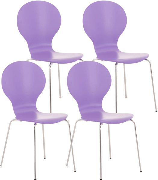 4er Set Besucherstuhl ATHENS - Holz Lila 43x45x86 cm | Besucherstühle Konferenzstuhl Wartezimmerstuhl Bürostühle Bürostuhl Konferenzraum Wartezimmer