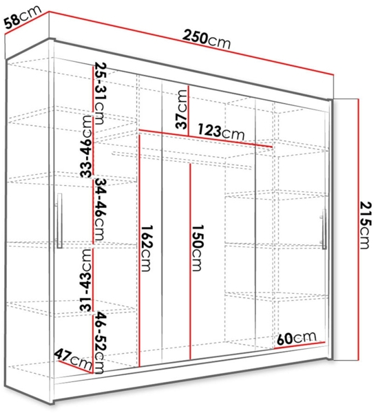 Kleiderschrank Aston II, mit RGB LED Beleuchtung, Farbe: Cashmere Bild 4