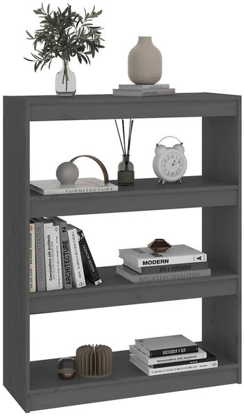vidaXL Bücherregal/Raumteiler Grau 80x30x103,5 cm Massivholz Kiefer 808190 Bild 3