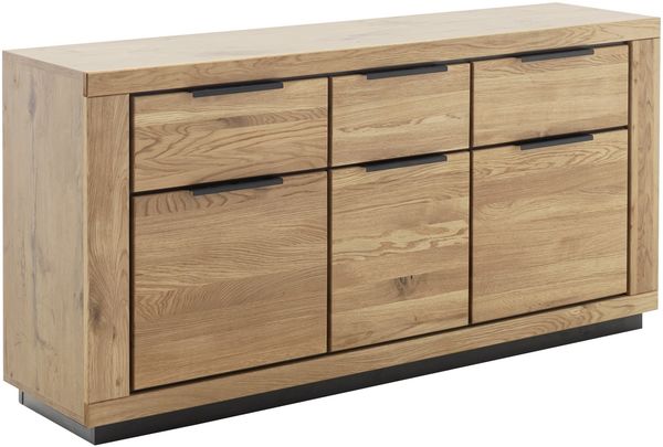 Sideboard >GRENO< in natur geölt, Wildeiche teilmassiv - 163x80x40cm (BxHxT)